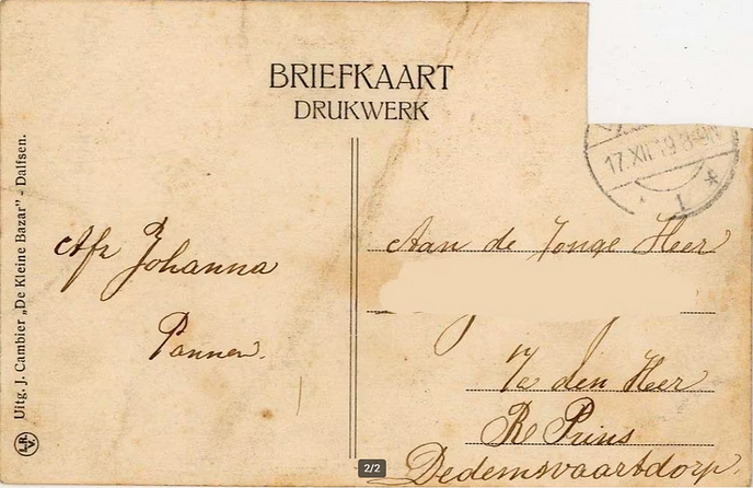 Oude gemeentehuis, kaart 1909 - Foto: Ingezonden foto