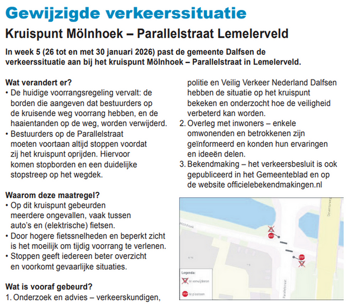Wederom ongeval Parallelstraat Lemelerveld