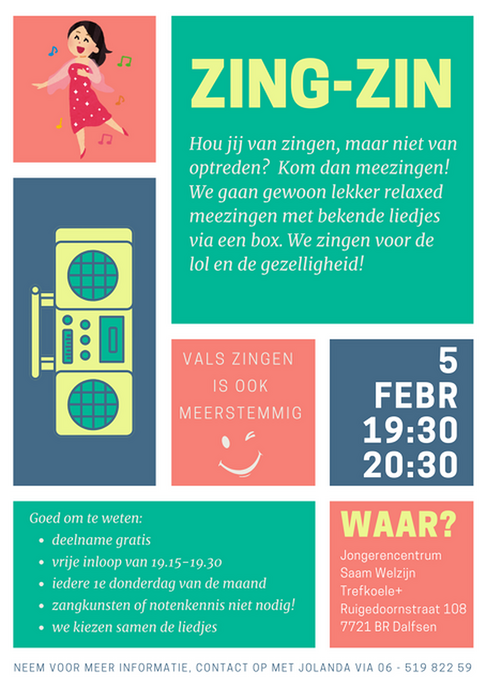 Zin in zingen, kom naar Zing-Zin - Foto: Ingezonden foto