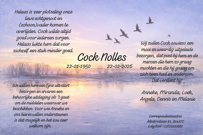 Crowdfunding uitvaart ondersteuning familie Nolles
