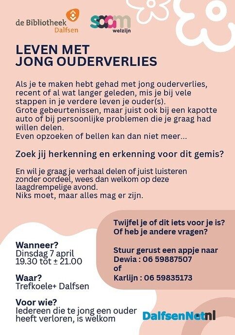 Een avond van (h)erkenning en begrip bij jong ouderverlies - Foto: Ingezonden foto