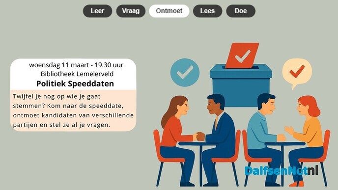 Politiek speeddaten in Lemelerveld - Foto: Ingezonden foto