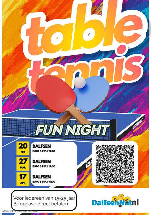 Table Tennis Fun Night 27 maart - Foto: Ingezonden foto