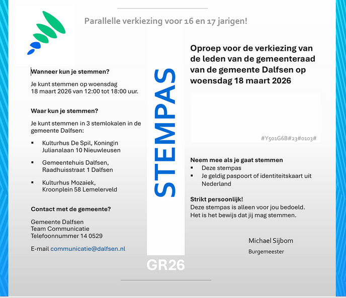 Uitslag parallelverkiezing 16‑ en 17‑jarigen - Foto: Gemeente Dalfsen