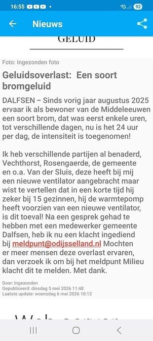 Reactie (met handvatten) geluidsoverlast