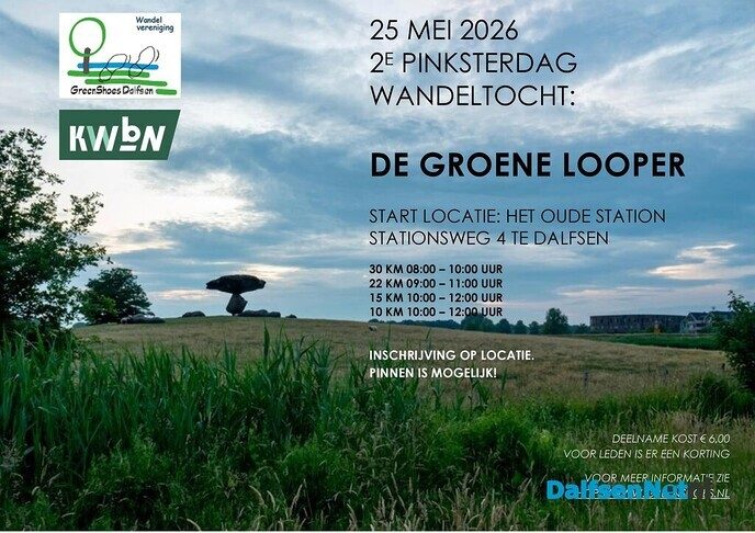 Groene Looper Wandel evenement tweede Pinksterdag 25 Mei - Foto: Ingezonden foto
