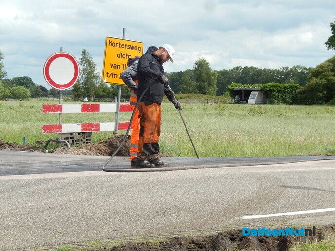 Laatste hand aan de Kortersweg - Foto: Willy