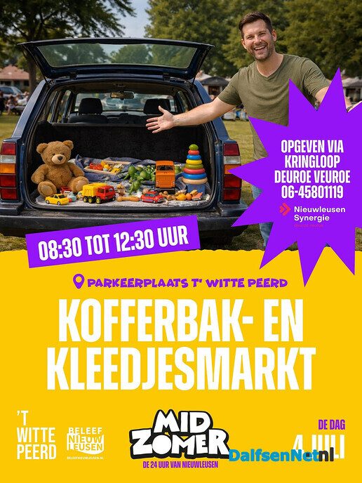 Kofferbak- en kleedjesmarkt 4 juli Nieuwleusen