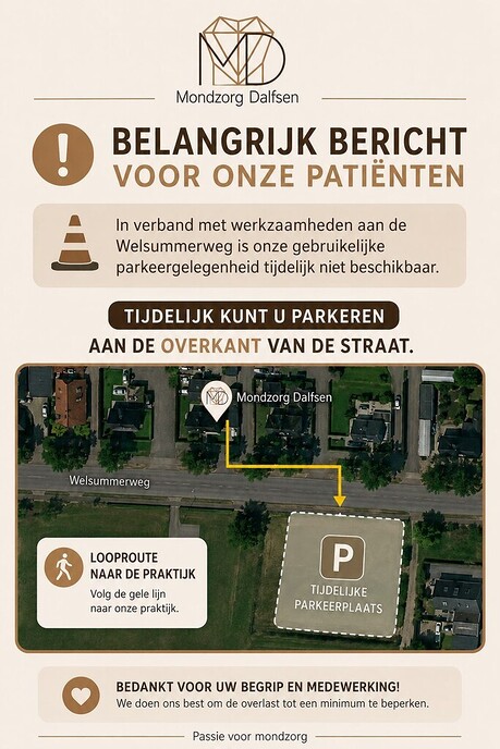 Tijdelijke parkeerlocatie voor bezoekers Mondzorg Dalfsen