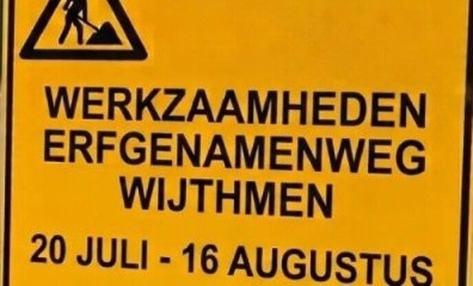 Wegwerkzaamheden Erfgenamenweg Wijthmen - Foto: Ingezonden foto