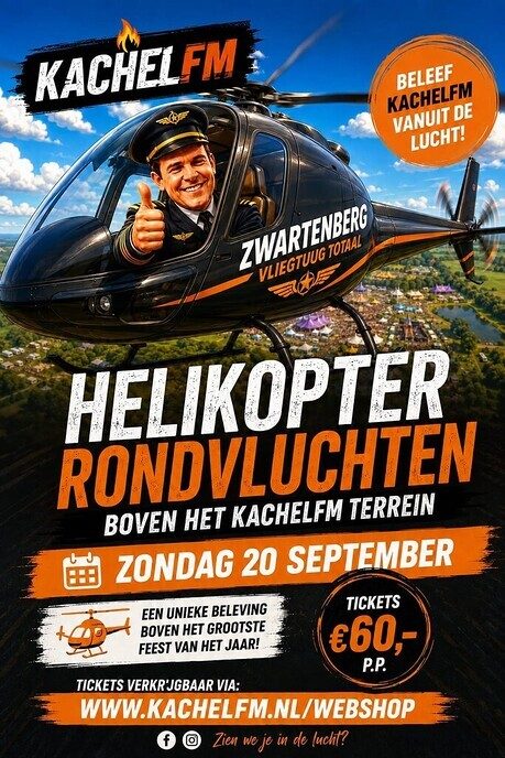 Helikoptervlucht tijdens Kachel FM