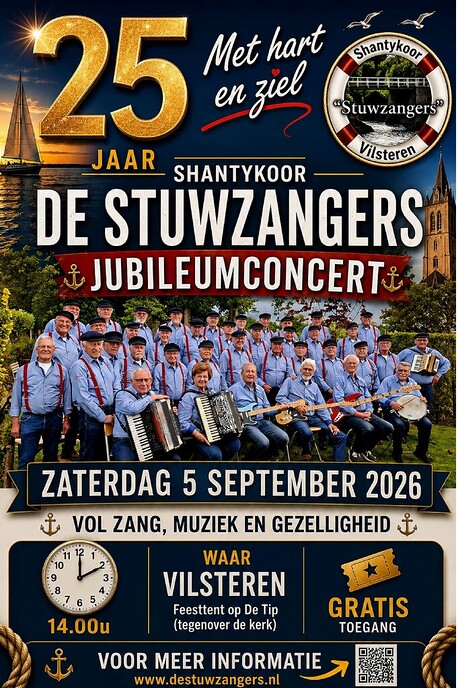De Stuwzangers vieren 25-jarig jubileum met gratis concert