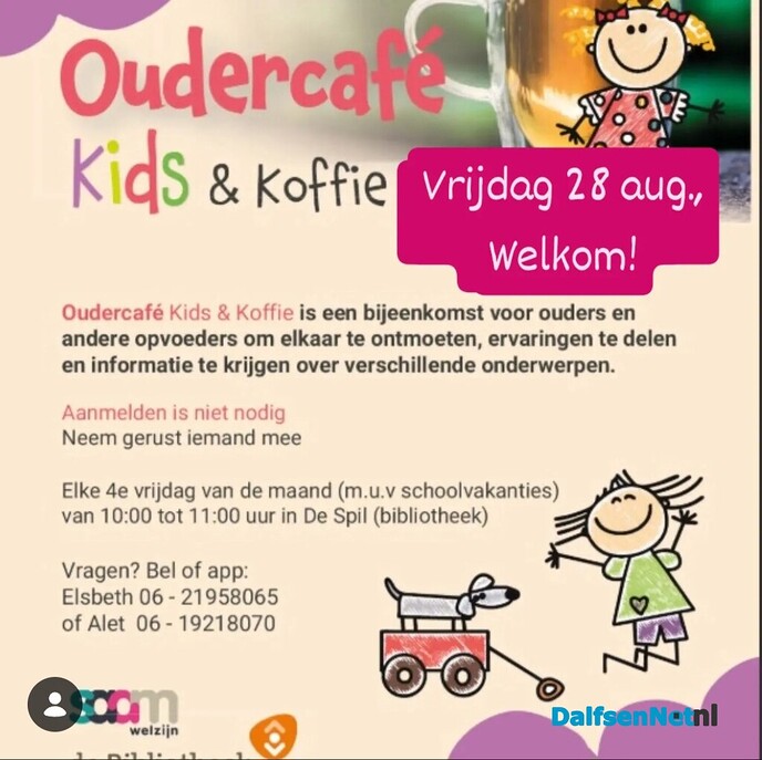 Oudercafé Kids en Koffie 28 augustus - Foto: Ingezonden foto