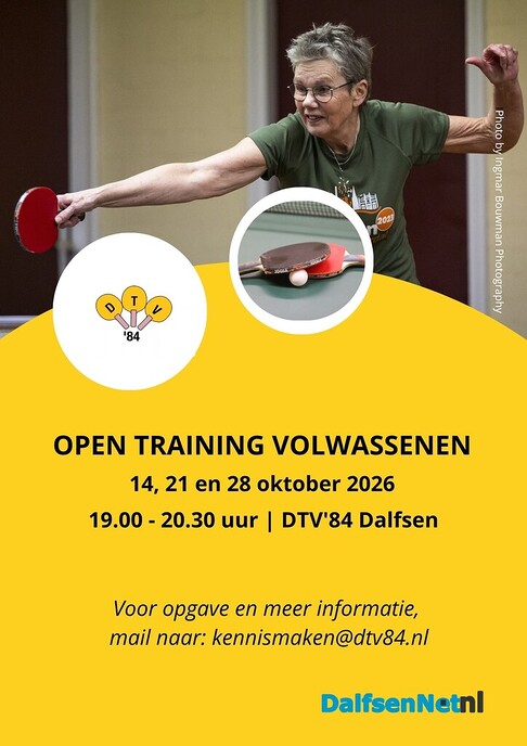 Open tafeltennistraining volwassenen - Foto: Ingezonden foto