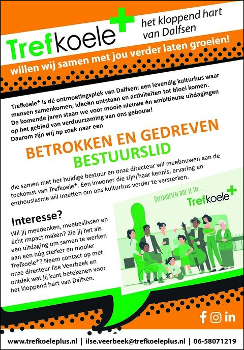 Trefkoele+ zoekt bestuurslid verduurzaming en gebouw