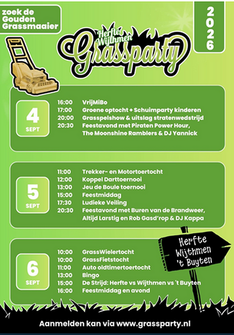Het volgend feest:  5, 6 en 7 sept. 2025 Grassparty Herfte – Wijthmen - Foto: Ingezonden foto