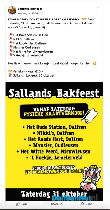 Fysieke kaarten voor het Sallands Bakfeest nu in de verkoop