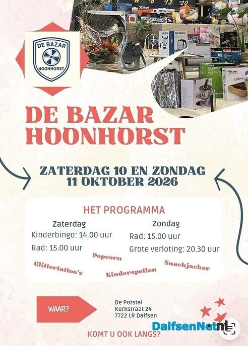 Bazar Hoonhorst 10 en 11 oktober weer - Foto: Ingezonden foto