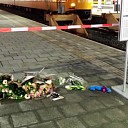 Bloemen op station voor nabestaanden overleden machinist Bloemen op station voor nabestaanden overleden machinist