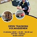 Open tafeltennistraining volwassenen op 8 oktober Open tafeltennistraining volwassenen op 8 oktober